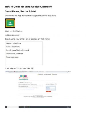thumbnail of How to Guide for using Google Classroom (smart phone, ipad or tablet)